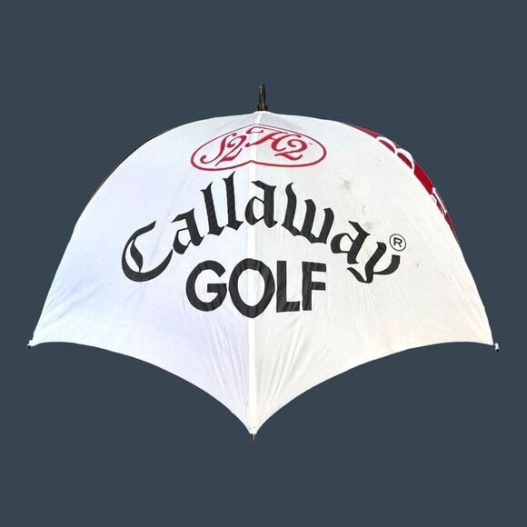 Callaway Big Bertha Golf Logo Umbrella Red/Black/White 64" Wooden Handle READ - Picture 2 of 9